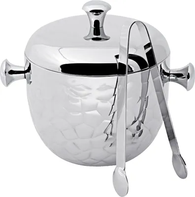 Produktbild von Eiseimer Rico, mit Deckel und Eiszange, Edelstahl hochglanzpoliert, gemustert, Höhe 18 cm