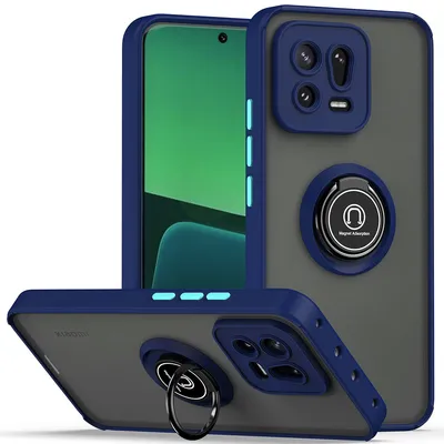 Obrázek produktu pro Pouzdro pro Xiaomi 13 matné průsvitné TPU pouzdro s prstencovým držákem a stojánkem Tmavě modrá