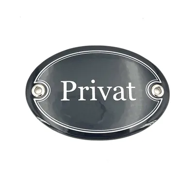 Produktbild von Emaille Türschild PRIVAT oval 7x10 cm Schild Emailschild Vintage Metallschild - Blechschild - Küchendeko - Deko Retro Wandschild (Dunkelgrau)