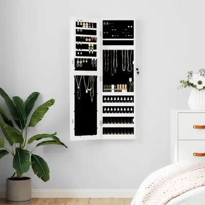 Obrázok produktu pre vidaXL Nástenná šperkovnica so zrkadlom biela 30x8,5x106 cm