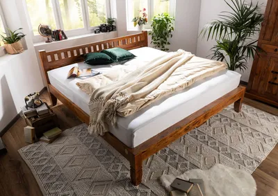 Produktbild von MASSIVMOEBEL24 Bett Akazie 200x200x90 honig lackiert OXFORD #224