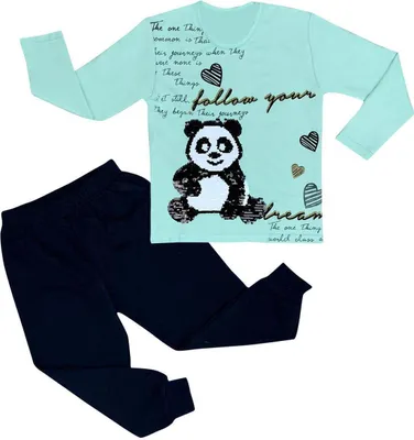 Produktbild von Mädchen Pyjama Set Pailletten 92-98 (3-4 Jahre) Aqua