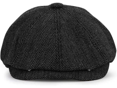 Productafbeelding van Pet met 8 panelen, Peaky Blinder stijl, tweed stof, retro jaren 30, Gatsby pet, zwart, maat 48-50