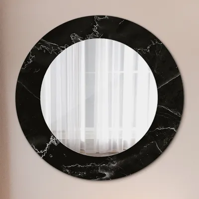 Produktbild von Ø60cm Spiegel - Glasrahmen mit Aufdruck - Wandspiegel Schlafzimmer - Marmor Stein