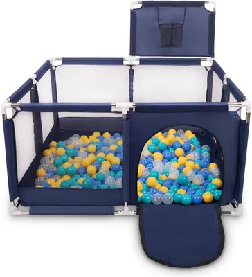 Image de Parc de jeux pour bébé carré – Boîte de jeux – Piscine à balles – Inclut un panier – 125 x 125 cm – Pliable et sûr