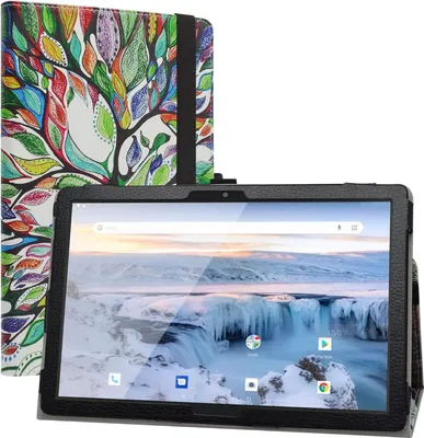 Produktbild von Tablet-Hülle Für Archos T101 4G Weiss Buntes Holz Mit Elasp