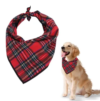 Productafbeelding van Hond Bandana Tartan - Kerst Sjaal - Herbruikbaar - Wasbaar - Driehoek - Klassieke Plaid - Huisdier Accessoire - Hondensjaal