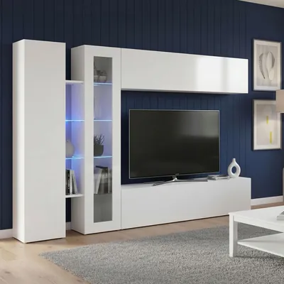 Produktbild von Dmora Wohnwand 280x30x180h cm Weiß, 15 Regale