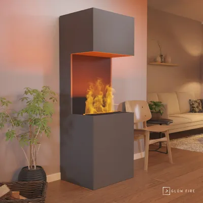 Produktbild von GLOW FIRE Elektrokamin 'Beethoven' | Wasserdampf Kamin mit OMC 500 ohne Holz in grau als Raumteiler | HxBxT: 120x60x50 cm