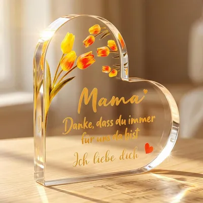 Immagine prodotto di Decorazione a forma di cuore in acrilico, 10 cm, ideale come regalo per la festa della mamma, il compleanno o il Natale