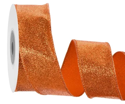 Glitzerband mit Drahtkante, 4 cm x 10 m, orange, für Deko