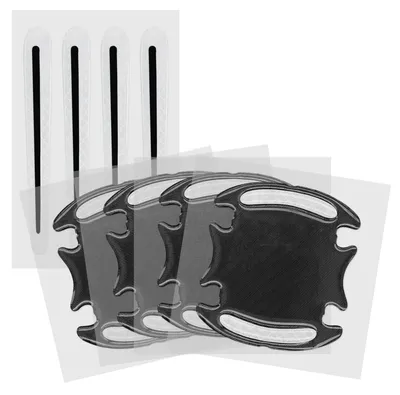 Produktbild von kwmobile 8x Universal Auto Türgriff Lackschutzfolie - Folie - Schutzfolie Griffmulden und Griff Schwarz Grau 9,1 x 8,3 + 13 x 1,7 cm