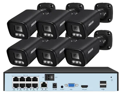 Obrázek produktu pro Systém bezpečnostních kamer, vysoké rozlišení 8 MP, inteligentní noční vidění, 8CH NVR a 6 kamer, bez