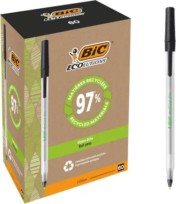 Obrázok produktu pre BIC Balpen ECOlutions Round, guľôčkové pero (0,4 mm), čierna – balenie 60 kusov