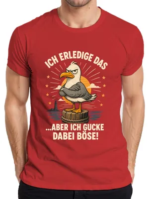 Immagine prodotto di T-shirt da uomo Statement Sarcasmo 'Lo faccio, ma ci guardo male', Rosso, S