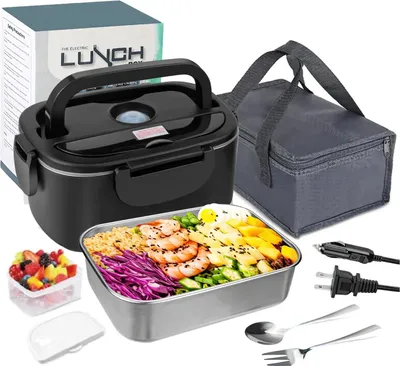 Produktbild von Elektrische Lunchbox - 1,5 l, 60 W - EU-Stecker - Lebensmittelechter 304er Edelstahl - Mit Isoliertasche -