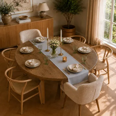Immagine prodotto di Runner da tavolo 40 x 150 cm per cucina e sala da pranzo in grigio chiaro