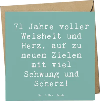 Produktbild von Mr. & Mrs. Panda Grußkarte Spruch 71. Geburtstag - Meeresbrise - Geschenk, Alter, faltkarte, Klappkarte, Happy Birthday, doppelkarte, anlasskarte, Glückwunschkarte, Feier