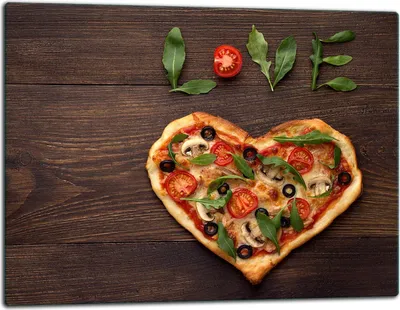 Produktbild von Glasschneidebrett Herdabdeckplatte Glaskeramikkochfeld Universal 52x40 cm Herz Pizza