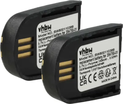 Produktbild von vhbw 2x Akku Ersatz für Plantronics 204755-01, 82742-01, 84598-01 für Wireless Headset Kopfhörer (140 mAh, 3,7 V, Li-Polymer)