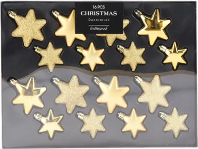 Image de 16pcs Boule de Noël Boule d'arbre de Noël Set étoiles or