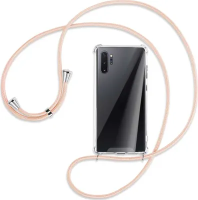 Produktbild von Handykette Backcover-Schutzhülle mit Band (Metall silberfarben) für Samsung Galaxy Note 10 Plus - rose peach