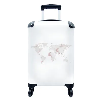 Produktbild von MuchoWow® Koffer Handgepäck Trolley Rollkoffer Kleine Reisekoffer mit 4 Rollen - Weltkarte - Marmor - Weiß - Cabin Size < 55x40x23 cm & 55x40x20 cm - Fotokoffer - Kabinenkoffer - Boardgepäck - Reise-Box - Reisekoffer - Reisegepäck - Koffer mit Bild - Trolley für Kinder