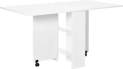 Immagine prodotto di HOMCOM Tavolo Scrivania Con Ruote Pieghevole Da Pranzo Legno 140 X 80 X 74 Cm Bianco