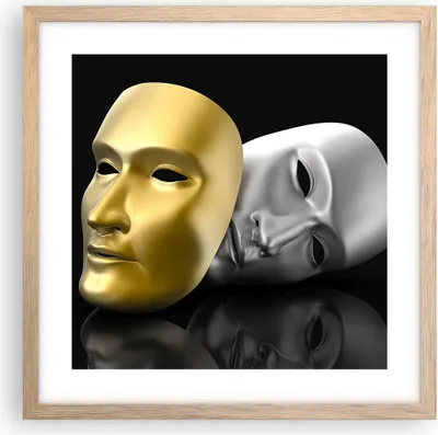 Produktbild von Gerahmtes Poster - Rahmen in heller Eiche - Maske Theater Bühne Schauspieler - 40x40 cm - Wand Bild - Wanddeko - Wandbilder - Wandposter - Bilderrahmen - Bilder - Kunstdruck - P2NAC40x40-2432
