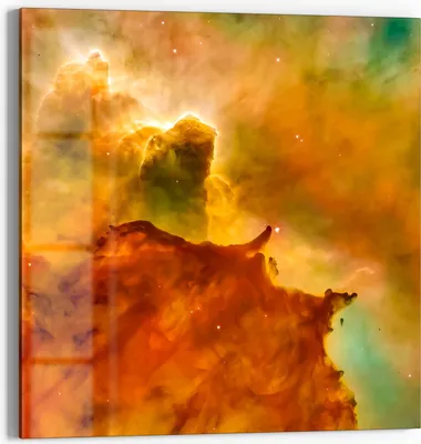 Produktbild von DEQORI Glasbild Echtglas 50x50 cm 'Kosmischer Farbzauber' Wandbild Bild modern Deko