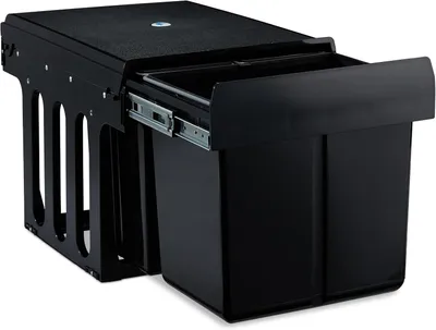Immagine prodotto di Contenitore per rifiuti da incasso - 3 scomparti - Cucina - Contenitore per la raccolta differenziata da montare nel mobile della cucina - 15 litri e 2 x 8 litri - 35,1 x 34,3 x 48 cm - Nero