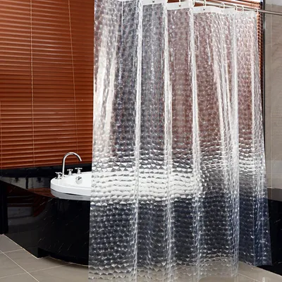 Produktbild von Transparenter Duschvorhang, 180 x 200 cm, 3D, waschbar, antibakteriell, aus PEVA, mit 12 Hakenringen für die Badewanne, PVC-frei