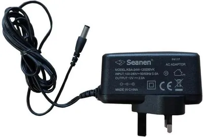 Zdjęcie produktu dla Zasilacz 12 V, 2 A, wtyczka brytyjska, 2,5 mm, kompaktowy, zgodny z normą CE