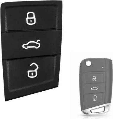 Produktbild von Gummimembran für die Tasten des Autoschlüssels für VW Golf 7, Polo, Seat Leon, Ibiza, Ateca, Skoda Kodiaq, Karoq, Fabia – Tastenpad mit 3 Tasten, kompatibel mit VAG-Modellen