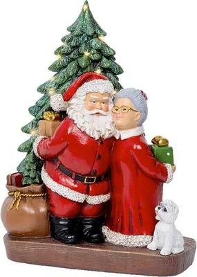 Produktbild von LED Weihnachtsdekoration Santa & Mrs. Claus, Warmweiß, Timer, Batteriebetrieben, 24,5cm