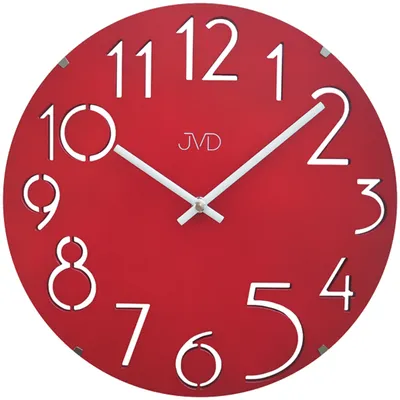Produktbild von JVD HT076.1 Wanduhr Quarz analog rot rund modern Glas