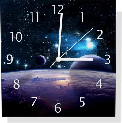 Produktbild von Wallario Design Wanduhr Planeten im Weltall aus Aluverbund, Größe 30 x 30 cm