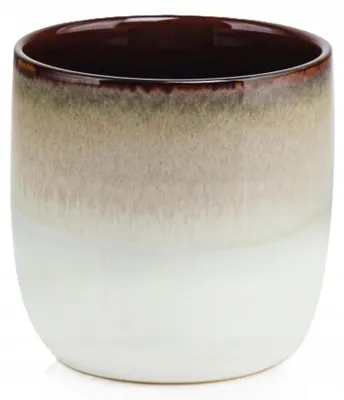 Immagine prodotto di Vaso da fiori vintage in Vetroceramica, rotondo, 13 cm, smaltato bianco-marrone chiaro con effetto craquelé, senza foro