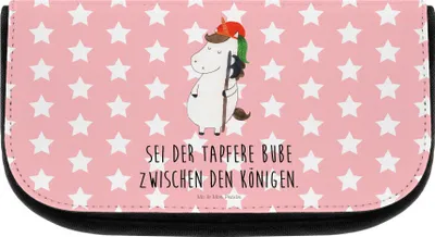 Produktbild von Mr. & Mrs. Panda Kosmetiktasche Einhorn Junge - Rot Pastell - Geschenk, kulturtäschchen, Mittelalter, Unicorn, Einhörner, Waschbeutel, kosmetik organizer, Kulturtasche