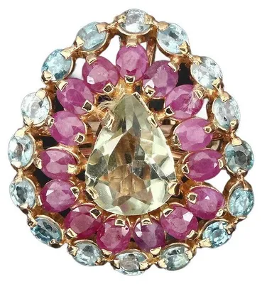 Produktbild von Ring mit Amethyst, Zirkonia und Rubinen, Größe 16, 925