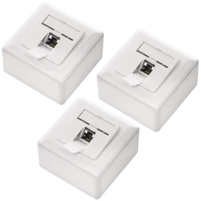 Produktbild von deleyCON CAT6a Universal Netzwerkdose 1x RJ45 Port geschirmt, 3 Stück, Weiß