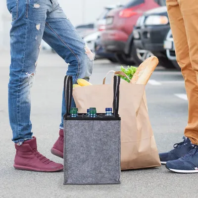Productafbeelding van Famanu flessenzak voor 9 flessen - ideaal voor wijn en bier - 45x24x24 cm, antraciet