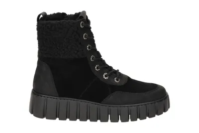 A black Gabor women's high-top sneaker boot with a thick sole, shown from the side against a white background.