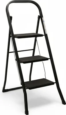 Produktbild von 2.03 Klapptritt 3-stufig mit Klappsicherung - ca. 105 x 73 x 45 cm - Tritt Leiter in schwarz mit 3 Stufen