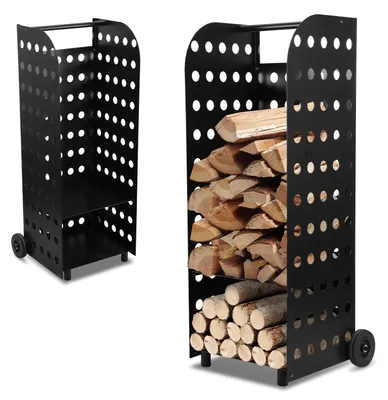 Produktbild von Vigevee Kaminholzregale mit Vollgummirädern, 42 x 35 x 112 cm, mobiler Brennholzwagen aus Metall, bis 60 kg belastbar
