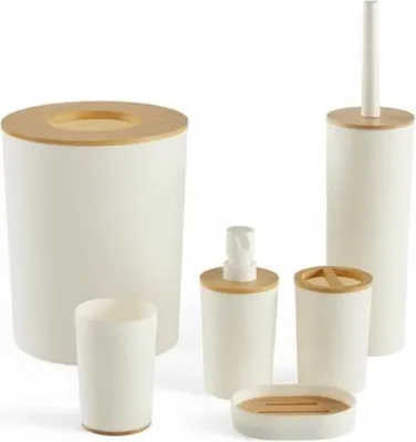Immagine prodotto di Set di 6 accessori per bagno TODAY UTILITY Distributore di sapone Bicchiere Portaspazzolino Spazzola per WC Cestino