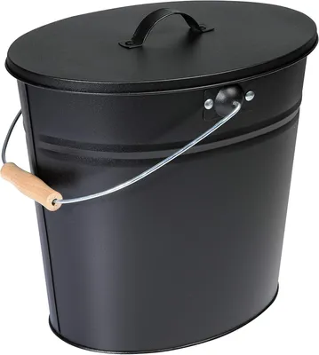 Produktbild von Kamino Flam Ascheeimer für Kamin und Grill, 24 Liter mit Deckel und Tragegriff, Schwarz