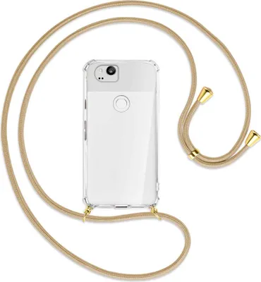 Produktbild von Handykette Backcover-Schutzhülle mit Band (Metall goldfarben) für Google Pixel 2 XL - caramel