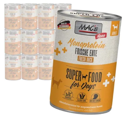 Zdjęcie produktu dla MAC's Dog Mokra Karma Monoproteinowa Z Kaczką 12x400g Dla Psów Skłonnych Do Alergii