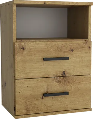 Produktbild von Nachttisch - Nachtkästchen - Nachtschrank - mit 2 Schublade - 48x35x65,5 cm B/T/H - Eiche Artisan - Beistelltisch für Schlafzimmer - Bettkommode